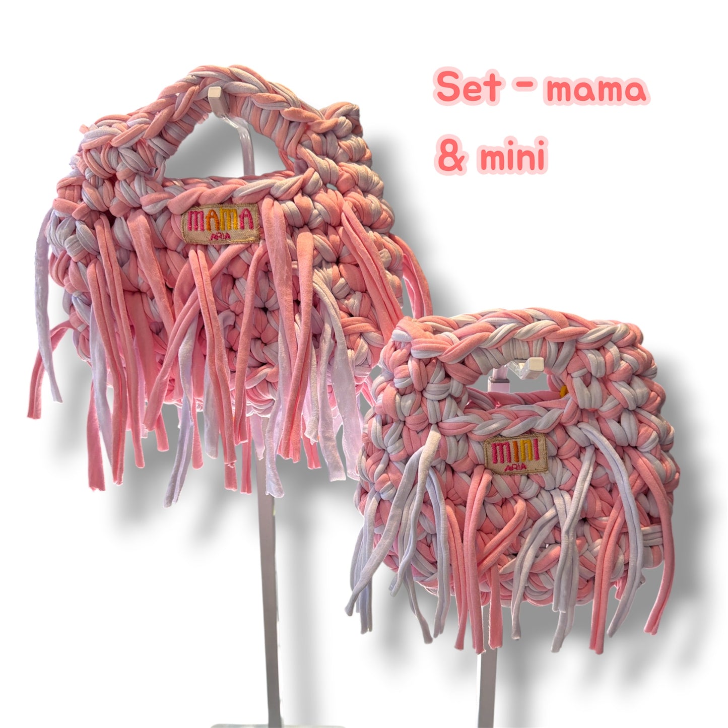 Pink & white mama & mini set