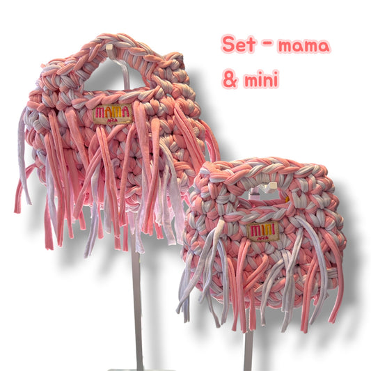 Pink & white mama & mini set