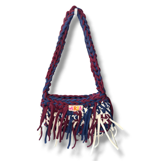 Simona shoulder bag, navy maroon white